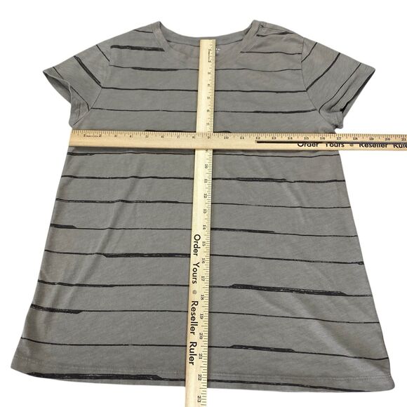 Athleta Organic Daily Striped Tee T-Shirt Size M Womens Brown Black Crewneck - Picture 8 of 9
